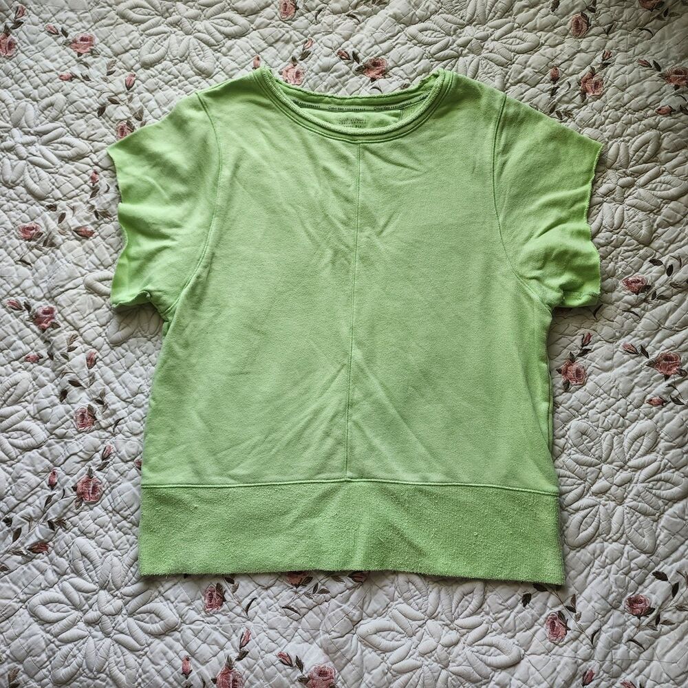 Calvin Klein Performance French Terry Short Sleeve Sweatshirt Lime Green Size S